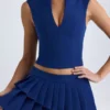 Kadie Crop top ouvert sur le devant en bleu marine Kadie Crop top ouvert sur le devant en bleu marine