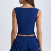 Kadie Crop top ouvert sur le devant en bleu marine Kadie Crop top ouvert sur le devant en bleu marine