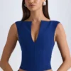 Kadie Crop top ouvert sur le devant en bleu marine Kadie Crop top ouvert sur le devant en bleu marine