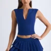 Kadie Crop top ouvert sur le devant en bleu marine Kadie Crop top ouvert sur le devant en bleu marine