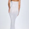 Kinsley Robe longue bandeau à découpes et ornements, blanche Kinsley Robe longue bandeau à découpes et ornements, blanche