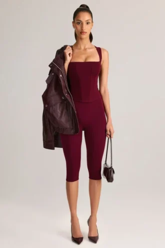 Legging capri taille moyenne en modal Suri, couleur vin