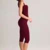 Legging capri taille moyenne en modal Suri, couleur vin Legging capri taille moyenne en modal Suri, couleur vin