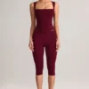 Legging capri taille moyenne en modal Suri, couleur vin Legging capri taille moyenne en modal Suri, couleur vin