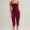 Legging capri taille moyenne en modal Suri, couleur vin Legging capri taille moyenne en modal Suri, couleur vin