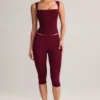 Legging capri taille moyenne en modal Suri, couleur vin Legging capri taille moyenne en modal Suri, couleur vin