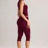 Legging capri taille moyenne en modal Suri, couleur vin Legging capri taille moyenne en modal Suri, couleur vin