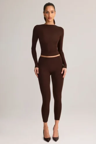 Legging court taille moyenne Roux en modal, couleur chocolat
