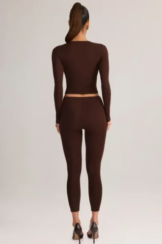 Legging court taille moyenne Roux en modal, couleur chocolat