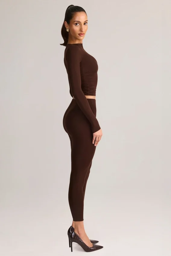 Legging court taille moyenne Roux en modal, couleur chocolat Legging court taille moyenne Roux en modal, couleur chocolat