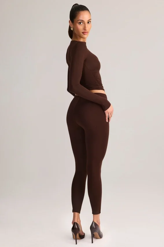 Legging court taille moyenne Roux en modal, couleur chocolat Legging court taille moyenne Roux en modal, couleur chocolat