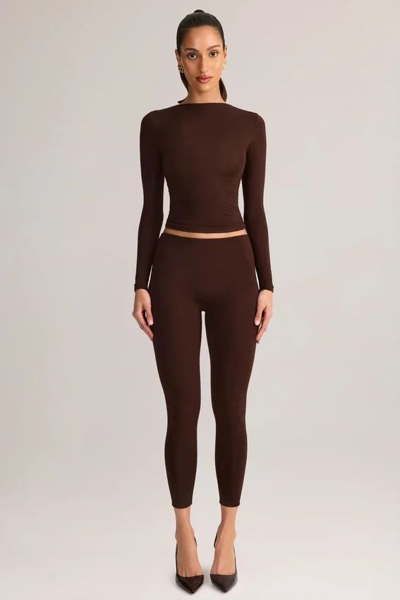 Legging court taille moyenne Roux en modal, couleur chocolat Legging court taille moyenne Roux en modal, couleur chocolat