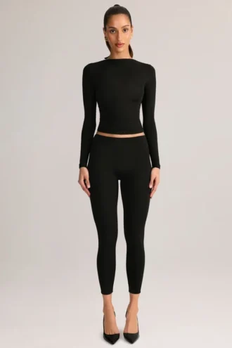 Legging court taille moyenne Roux en modal noir