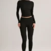 Legging court taille moyenne Roux en modal noir Legging court taille moyenne Roux en modal noir