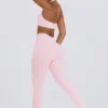 Legging en jersey brossé à taille mi-haute et fronces, couleur rose pâle chiné