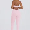 Legging en jersey brossé à taille mi-haute et fronces, couleur rose pâle chiné
