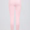 Legging en jersey brossé à taille mi-haute et fronces, couleur rose pâle chiné