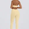 Legging froncé en jersey brossé à taille mi-haute en marl citron