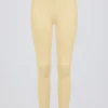 Legging froncé en jersey brossé à taille mi-haute en marl citron
