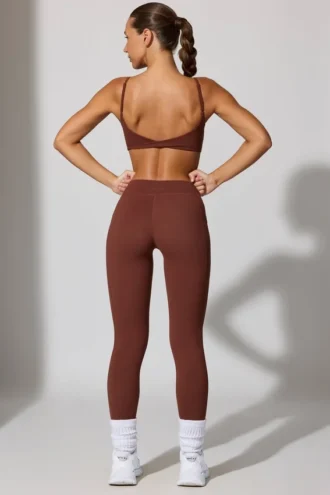 Legging long avec poches, couleur marron
