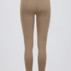 Legging mi-haut froncé en jersey brossé, couleur moka chiné