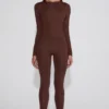 Legging taille haute en jersey orné Cassie, couleur marron chocolat