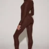 Legging taille haute en jersey orné Cassie, couleur marron chocolat