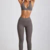 Legging taille haute en modal côtelé Linnea Petite, gris Legging taille haute en modal côtelé Linnea Petite, gris
