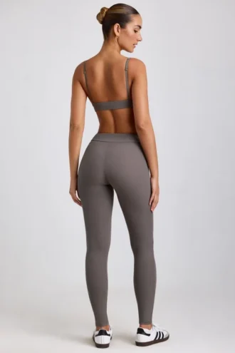 Legging taille haute en modal côtelé Linnea Petite, gris