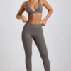 Legging taille haute en modal côtelé Linnea Petite, gris Legging taille haute en modal côtelé Linnea Petite, gris