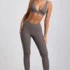 Legging taille haute en modal côtelé Linnea Petite, gris Legging taille haute en modal côtelé Linnea Petite, gris