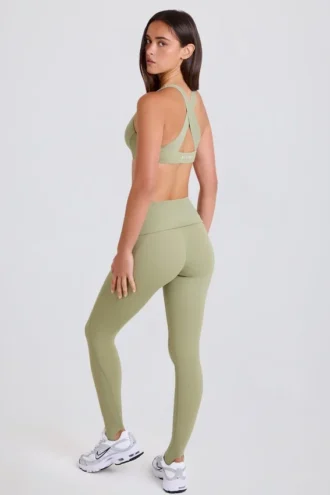 Legging à taille mi-haute et sangles en forme d&rsquo;étrier, couleur Matcha