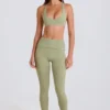 Legging à taille mi-haute et sangles en forme d&rsquo;étrier, couleur Matcha