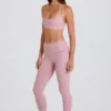 Legging à taille mi-haute et sangles en mauve