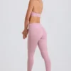 Legging à taille mi-haute et sangles en mauve