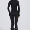 Legging thermique noir à imprimé léopard Legging thermique noir à imprimé léopard
