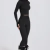 Legging thermique noir à imprimé léopard Legging thermique noir à imprimé léopard