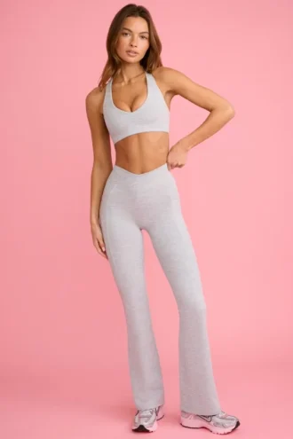 Legging évasé Soft Active à taille en V et poches, gris