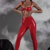 Leggings en vinyle taille haute Alecto, couleur rouge Leggings en vinyle taille haute Alecto, couleur rouge