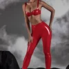 Leggings en vinyle taille haute Alecto, couleur rouge Leggings en vinyle taille haute Alecto, couleur rouge