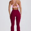 Leggings Soft Active à taille en V et poches, jambes évasées, couleur bordeaux