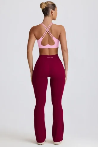 Leggings Soft Active à taille en V et poches, jambes évasées, couleur bordeaux
