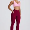Leggings Soft Active à taille en V et poches, jambes évasées, couleur bordeaux