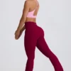 Leggings Soft Active à taille en V et poches, jambes évasées, couleur bordeaux