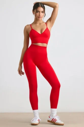 Leggings taille haute Define Luxe en rouge