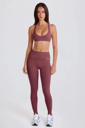 Leggings à taille mi-haute et revers en açaï