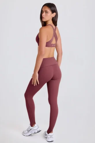 Leggings à taille mi-haute et revers en açaï