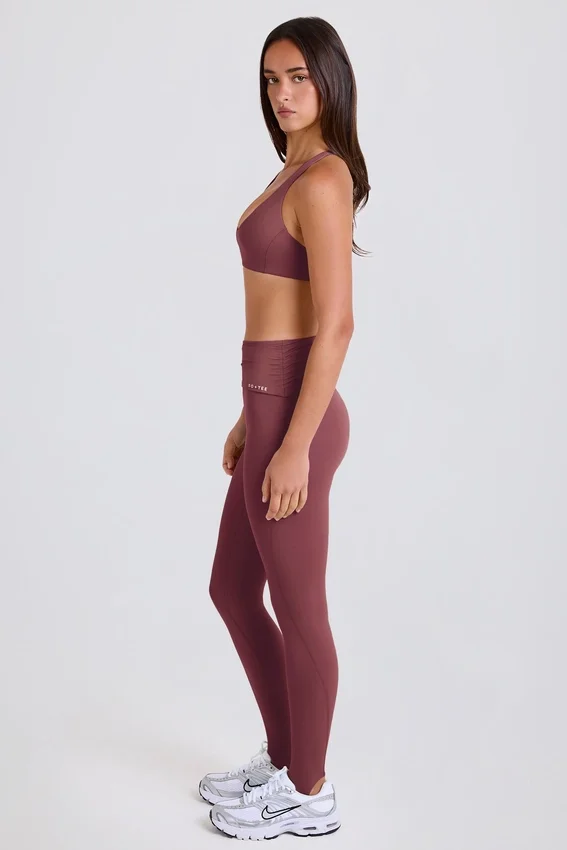 Leggings à taille mi-haute et revers en açaï Leggings à taille mi-haute et revers en açaï