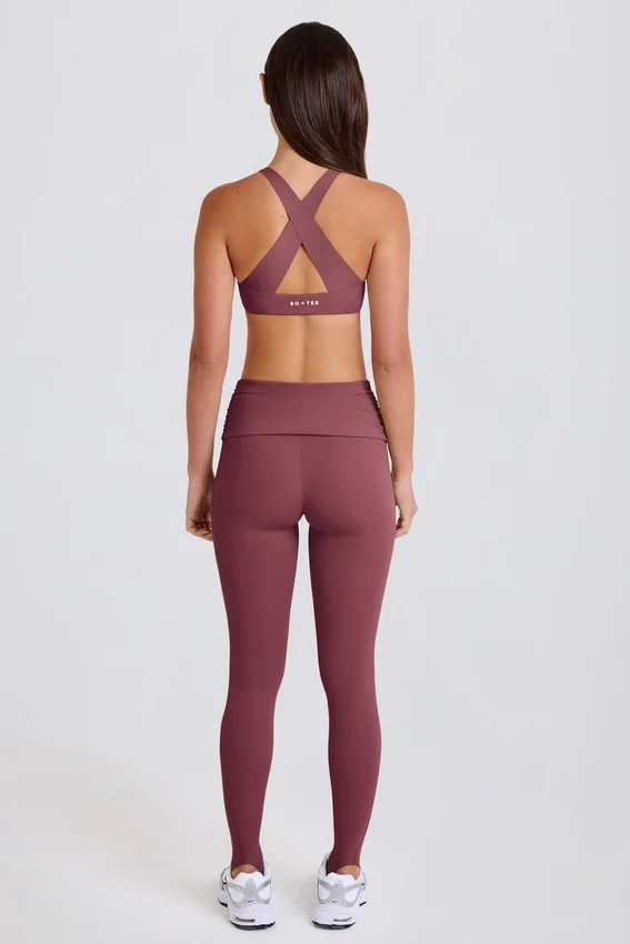 Leggings à taille mi-haute et revers en açaï Leggings à taille mi-haute et revers en açaï