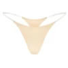 Lingerie String en maille sans coutures à bretelles transparentes, couleur pêche chaud Lingerie String en maille sans coutures à bretelles transparentes, couleur pêche chaud